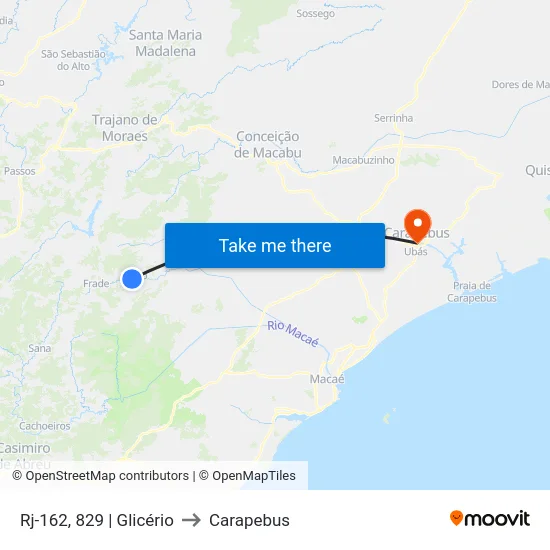 Rj-162, 829 | Glicério to Carapebus map