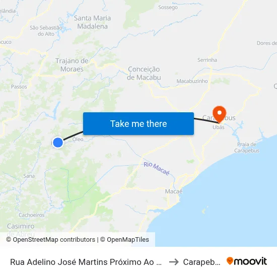 Rua Adelino José Martins Próximo Ao 332 to Carapebus map