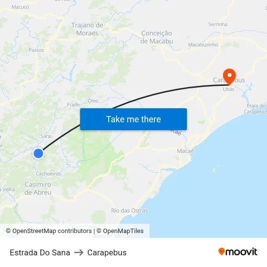 Estrada Do Sana to Carapebus map