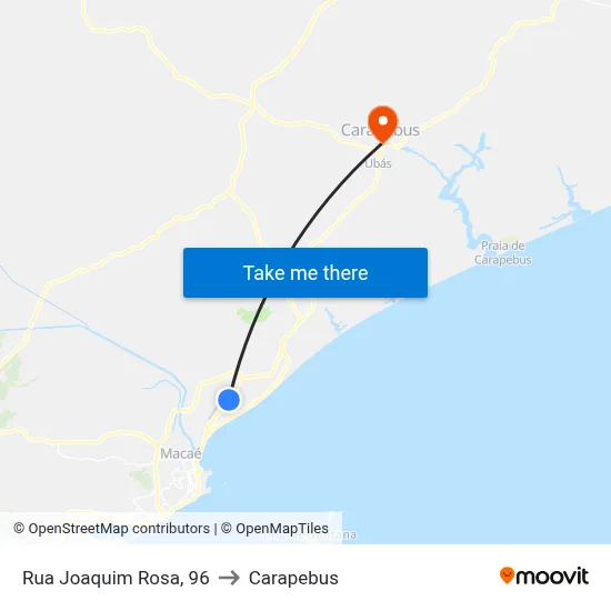 Rua Joaquim Rosa, 96 to Carapebus map