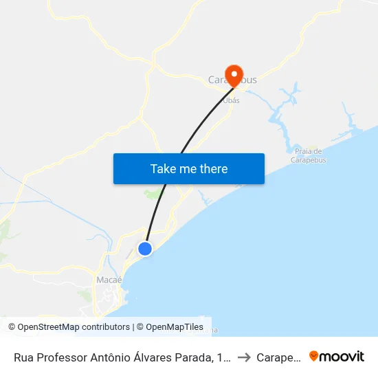 Rua Professor Antônio Álvares Parada, 1000-1050 to Carapebus map