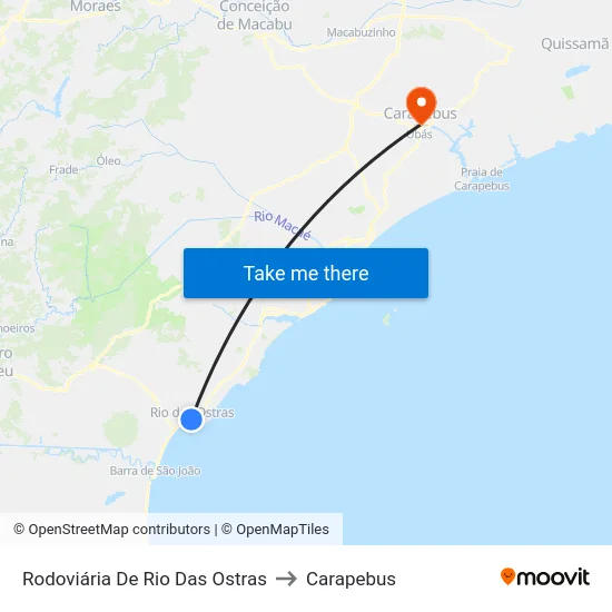Rodoviária De Rio Das Ostras to Carapebus map