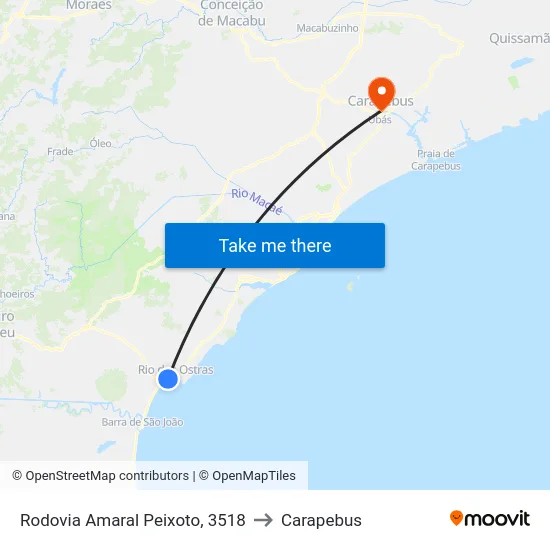 Rodovia Amaral Peixoto, 3518 to Carapebus map