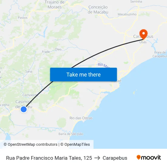 Rua Padre Francisco Maria Tales, 125 to Carapebus map