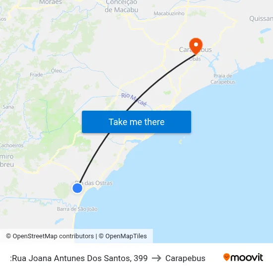 :Rua Joana Antunes Dos Santos, 399 to Carapebus map