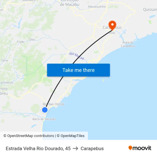 Estrada Velha Rio Dourado, 45 to Carapebus map