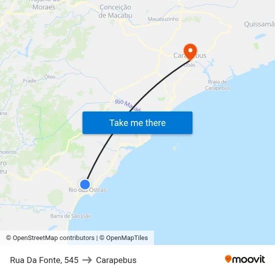 Rua Da Fonte, 545 to Carapebus map