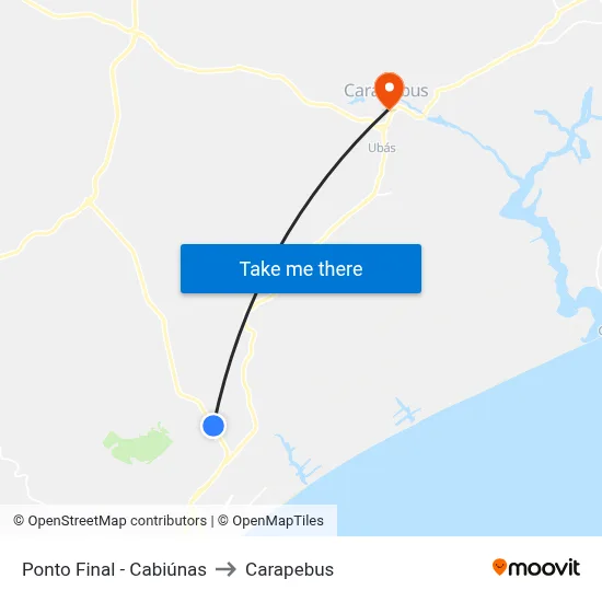 Ponto Final - Cabiúnas to Carapebus map