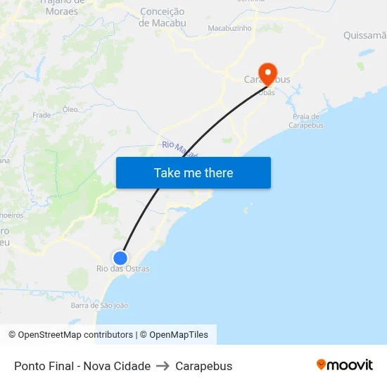 Ponto Final - Nova Cidade to Carapebus map