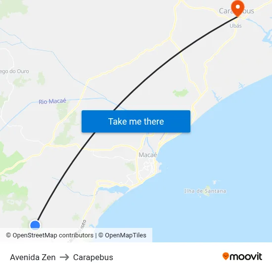 Avenida Zen to Carapebus map