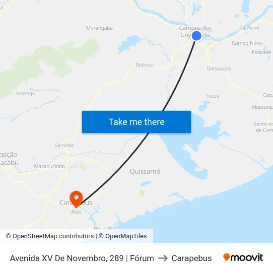 Avenida XV De Novembro, 289 | Fórum to Carapebus map