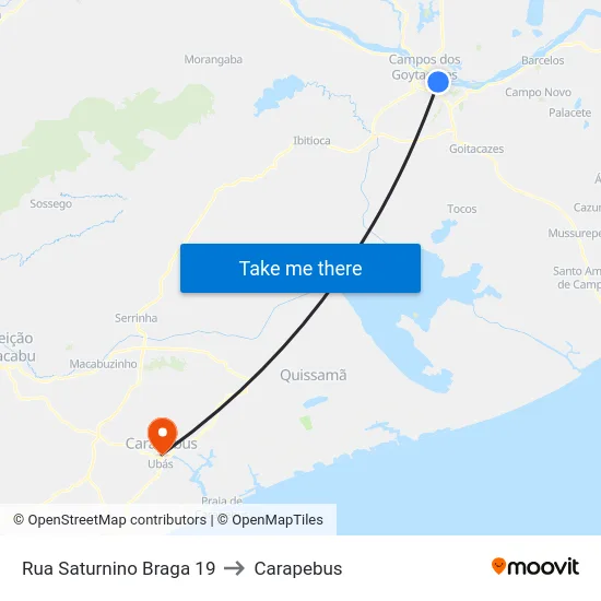 Rua Saturnino Braga 19 to Carapebus map