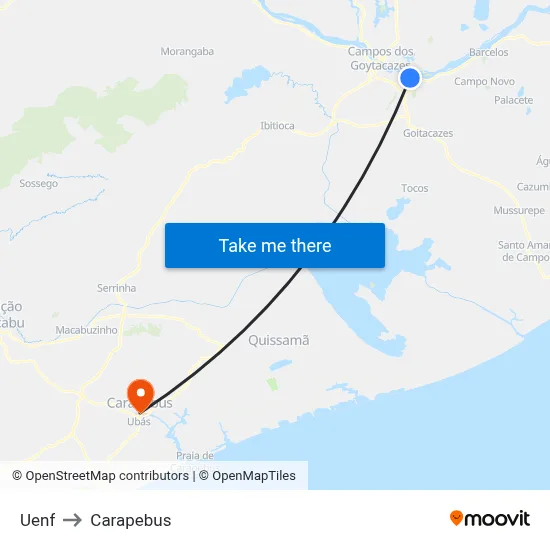Uenf to Carapebus map