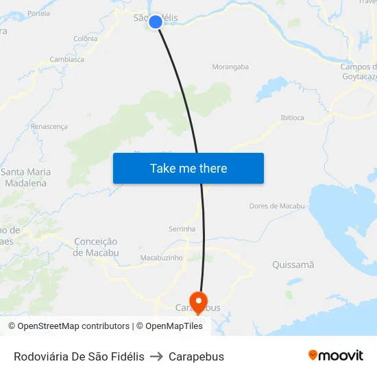 Rodoviária De São Fidélis to Carapebus map