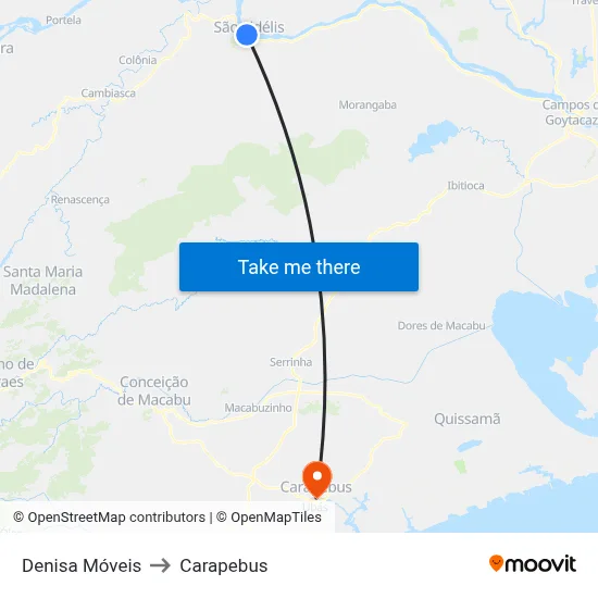 Denisa Móveis to Carapebus map