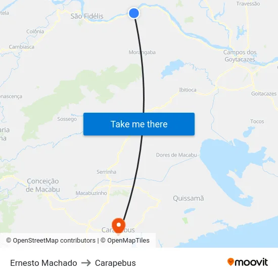 Ernesto Machado to Carapebus map