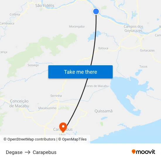 Degase to Carapebus map