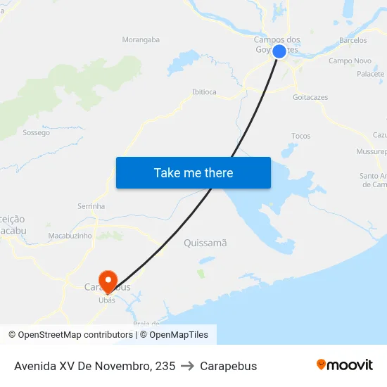 Avenida XV De Novembro, 235 to Carapebus map