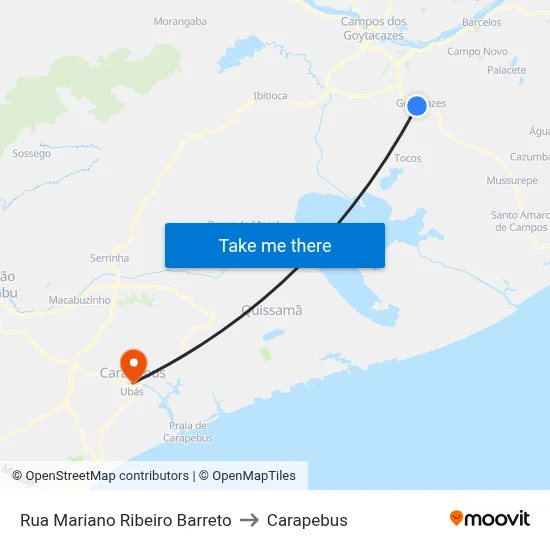 Rua Mariano Ribeiro Barreto to Carapebus map