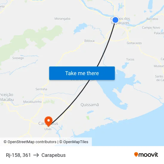 Rj-158, 361 to Carapebus map