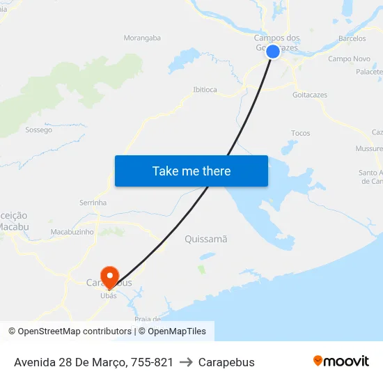 Avenida 28 De Março, 755-821 to Carapebus map