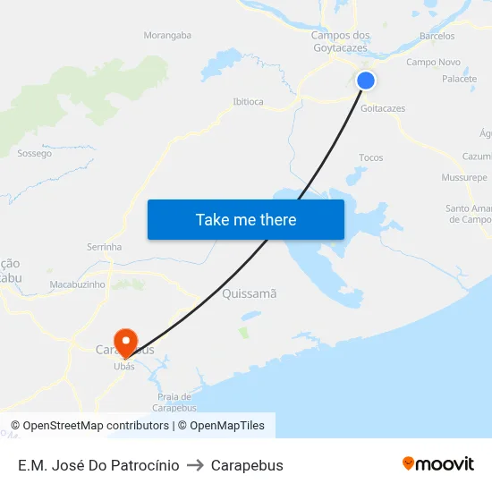 E.M. José Do Patrocínio to Carapebus map