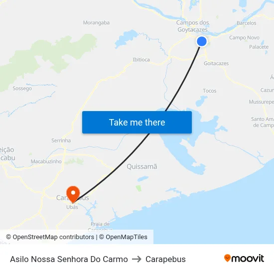 Asilo Nossa Senhora Do Carmo to Carapebus map