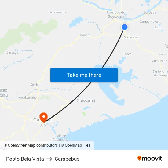 Posto Bela Vista to Carapebus map