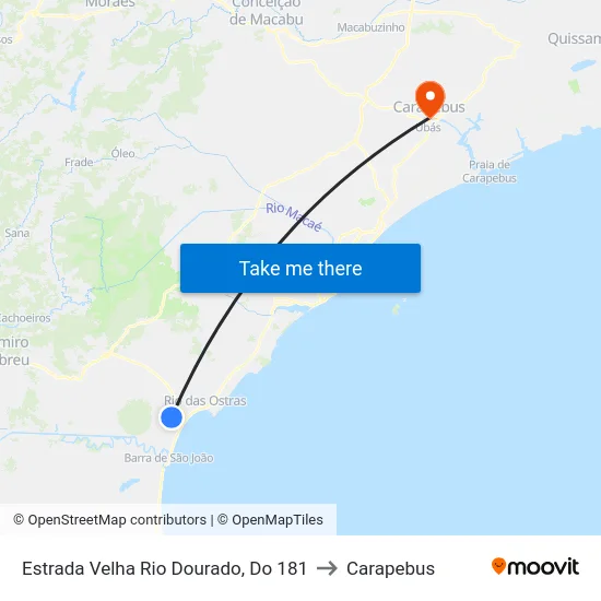 Estrada Velha Rio Dourado, Do 181 to Carapebus map