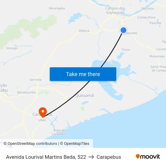 Avenida Lourival Martins Beda, 522 to Carapebus map