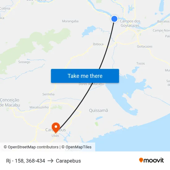 Rj - 158, 368-434 to Carapebus map