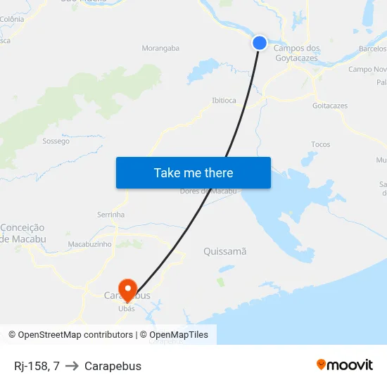 Rj-158, 7 to Carapebus map