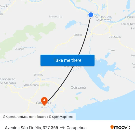 Avenida São Fidélis, 327-365 to Carapebus map