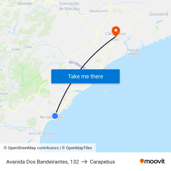 Avanida Dos Bandeirantes, 132 to Carapebus map