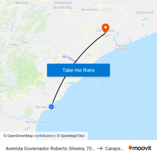 Avenida Governador Roberto Silveira, 700-764 to Carapebus map