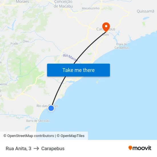 Rua Anita, 3 to Carapebus map
