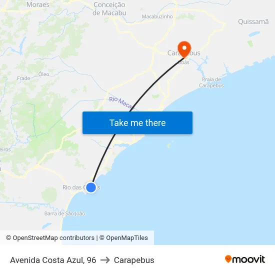 Avenida Costa Azul, 96 to Carapebus map