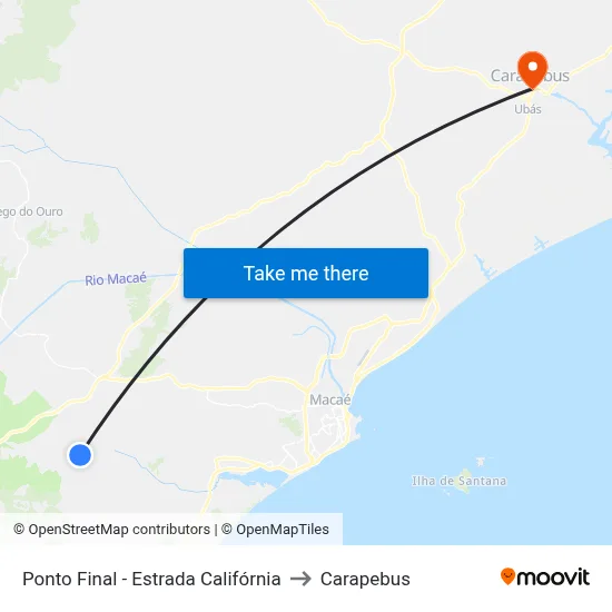 Ponto Final - Estrada Califórnia to Carapebus map