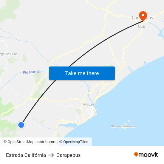 Estrada Califórnia to Carapebus map