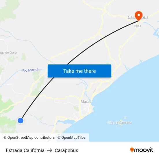 Estrada Califórnia to Carapebus map