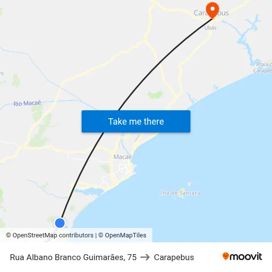Rua Albano Branco Guimarães, 75 to Carapebus map