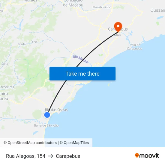 Rua Alagoas, 154 to Carapebus map