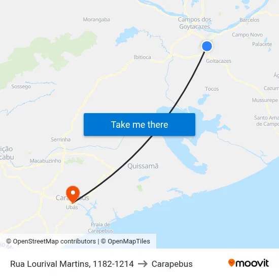 Rua Lourival Martins, 1182-1214 to Carapebus map