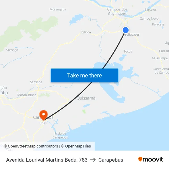 Avenida Lourival Martins Beda, 783 to Carapebus map