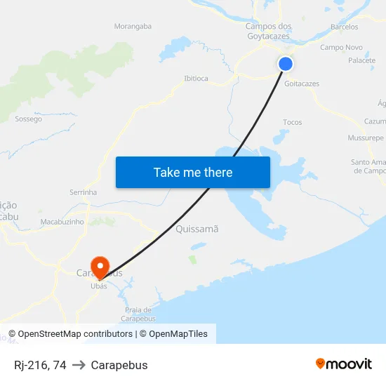 Rj-216, 74 to Carapebus map