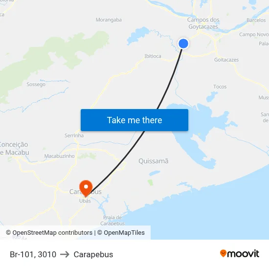 Br-101, 3010 to Carapebus map