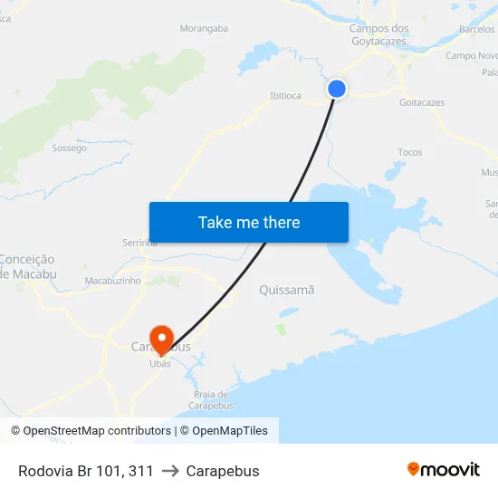 Rodovia Br 101, 311 to Carapebus map