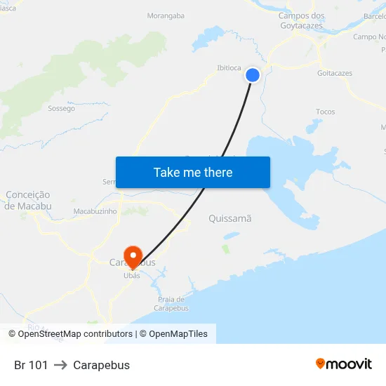 Br 101 to Carapebus map
