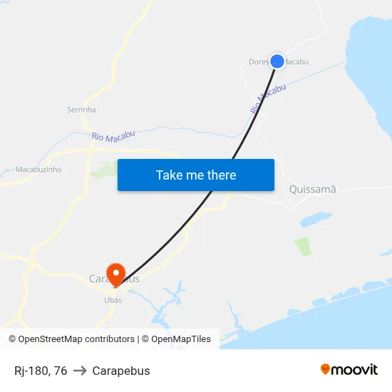 Rj-180, 76 to Carapebus map