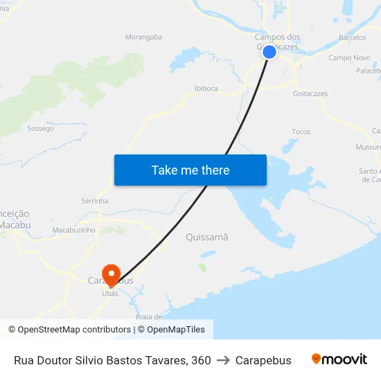 Rua Doutor Silvio Bastos Tavares, 360 to Carapebus map